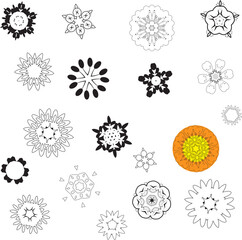 A set of different decorative colors. Vector file for designs.