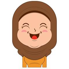 muslim girl happy face cartoon cute