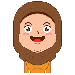muslim girl happy face cartoon cute