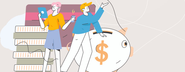 Internet finance and wealth management investment flat vector concept operation hand drawn illustration
