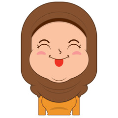 muslim girl playful face cartoon cute