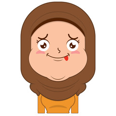 muslim girl playful face cartoon cute