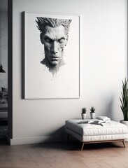 Mockup white wall art in the room