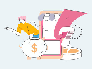 Internet finance and wealth management investment flat vector concept operation hand drawn illustration
