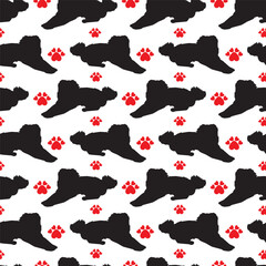 Dog love vector seamless pattern. Valentine Day childish wallpaper, background.