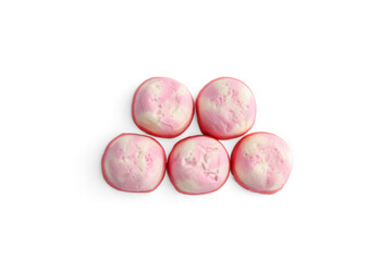 Strawberry souffle sweets isolated on white background.