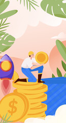 Internet finance and wealth management investment flat vector concept operation hand drawn illustration
