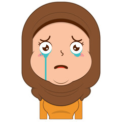 muslim girl crying and scared face cartoon cute