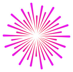 Round color light burst. Purple explosion icon