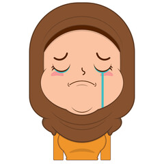 muslim girl crying and scared face cartoon cute
