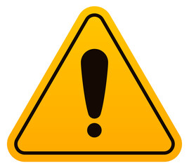 Attention yellow sticker. Caution sign. Safety mark