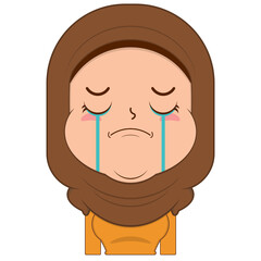 muslim girl crying and scared face cartoon cute