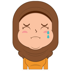 muslim girl crying and scared face cartoon cute