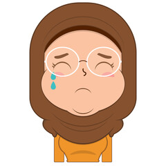 muslim girl crying and scared face cartoon cute