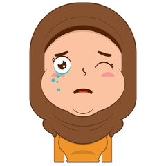 muslim girl crying and scared face cartoon cute