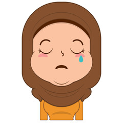 muslim girl crying and scared face cartoon cute
