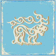 Old Turkish stylized animal ornament vector