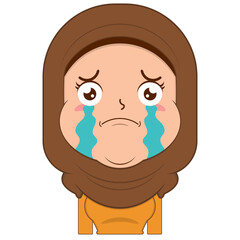 muslim girl crying and scared face cartoon cute