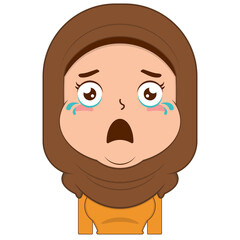 muslim girl crying and scared face cartoon cute