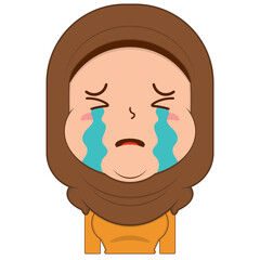 muslim girl crying and scared face cartoon cute