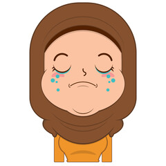 muslim girl crying and scared face cartoon cute