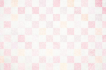 Japanese washi paper background with checkered pattern illustration. Japanese paper texture with modern pastel gradation latticework pattern.