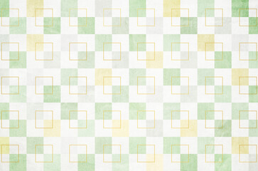Japanese washi paper background with checkered pattern illustration. Japanese paper texture with modern pastel gradation latticework pattern.