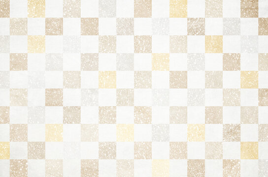 Japanese washi paper background with checkered pattern illustration. Japanese paper texture with modern pastel gradation latticework pattern.