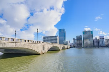 Deurstickers 新潟　冬晴れの信濃川と萬代橋 © koichi