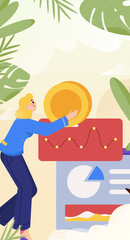 Internet finance and wealth management investment flat vector concept operation hand drawn illustration
