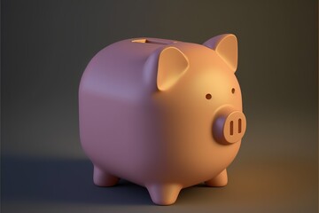 Image of pink piggy bank on gray background, created using generative ai technology