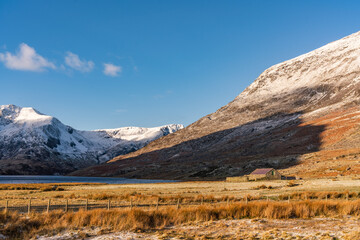 driving around Snowdonia National Park in winter