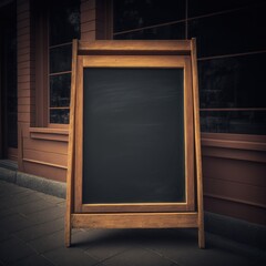 Fototapeta na wymiar Image of wooden chalkboard outside store with copy space, created using generative ai technology