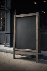 Fototapeta na wymiar Image of wooden chalkboard outside store with copy space, created using generative ai technology