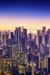 Fototapeta premium antastic image, skyline with urban skyscrapers - generative ai