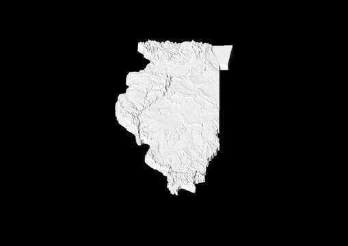 A map of Illinois, Illinois map in joyplot style. Minimalist poster of Illinois map to demonstrate state topography in 3D like style.