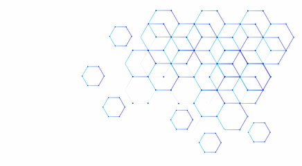 Scientific, technological molecular medical background.Genetic engineering and molecular structure, hexagon DNA network, science chemical and biotechnology concept, innovation technology, healthcare