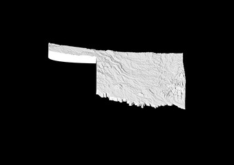 A map of Oklahoma, Oklahoma map in joyplot style. Minimalist poster of Oklahoma map to demonstrate state topography in 3D like style.