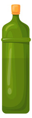 Green bottle glass with cork. Cartoon drink icon