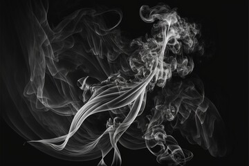 Light and dark grey smoke on black background, created using generative ai technology