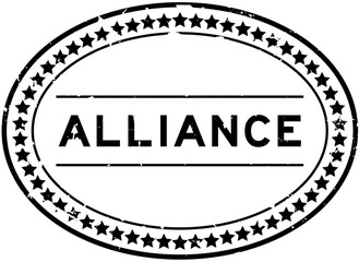 Grunge black alliance word oval rubber seal stamp on white background