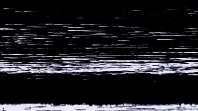 VHS Glitch Noise Overlay, Glitches of old damaged tape cassettes, flickering VHS Lines, Nostalgic VHS-style look, Black screen