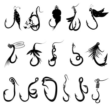 Fish Hook Bundle SVG, Fish Bundle SVG, illustration of a hook