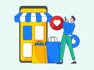 Virtual characters social communication concept business flat vector hand drawn illustration
