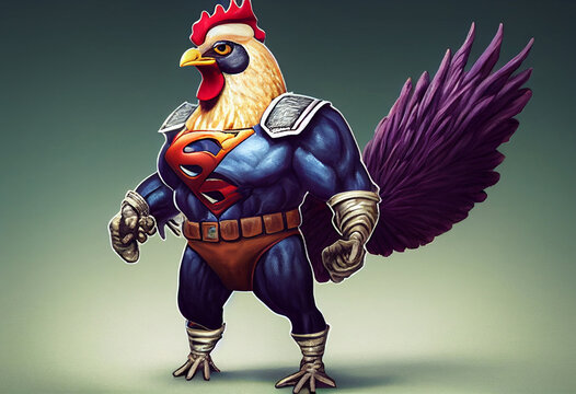 chicken superhero. Very strong rooster.