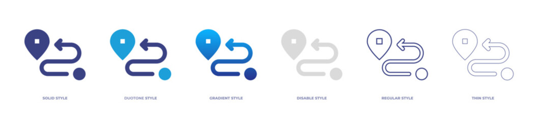 Direction icon set full style. Solid, disable, gradient, duotone, regular, thin. Vector illustration and transparent icon.