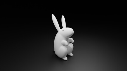 White rabbit 3D isolated on black background
