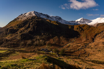 driving around Snowdonia National Park in winter