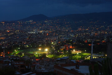 Fototapeta na wymiar Panaroma of Samsun City at night in Turkey