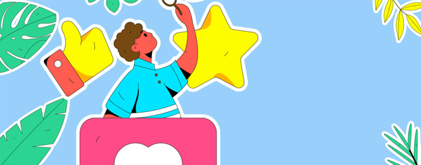 Virtual characters social communication concept business flat vector hand drawn illustration
